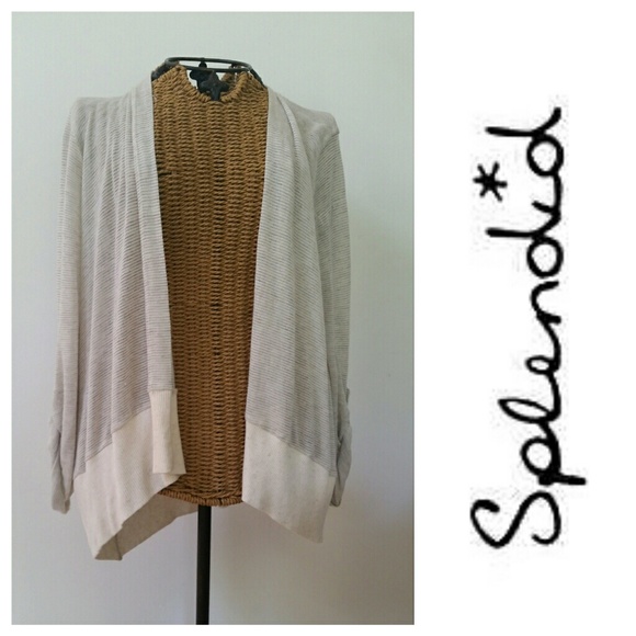 Splendid Sweaters - SPLENDID grey white stripe cardigan sweater S